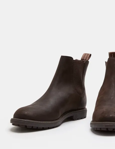 Marks & Spencer Wide Fit Waterproof Nubuck Chelsea Boots Dark Brown