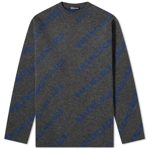 All Over Logo Intarsia Crew Knit