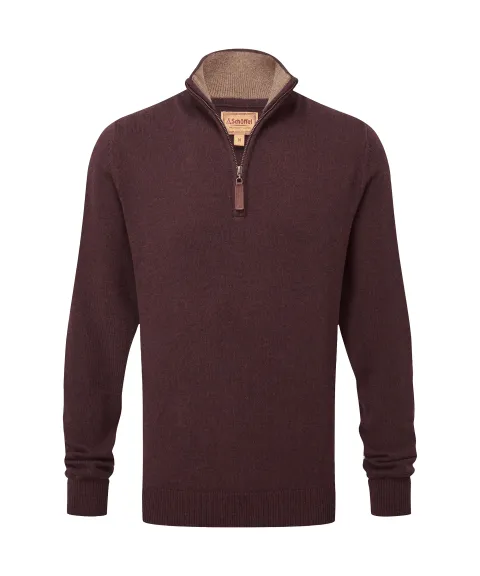 Schöffel Country Lewis Lambswool Quarter Zip Jumper - Port