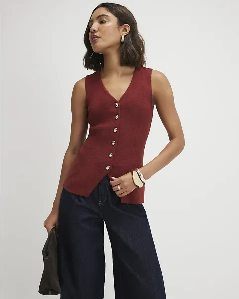 River Island Longline Knit Waistcoat