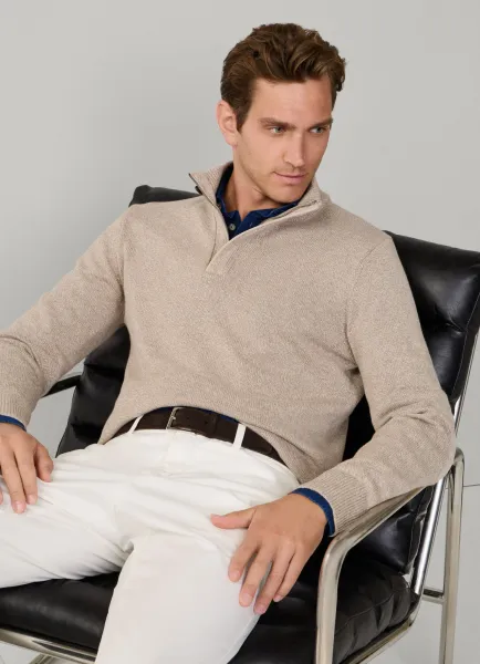 Cotton-Cashmere Mouline Quarter-Zip Jumper