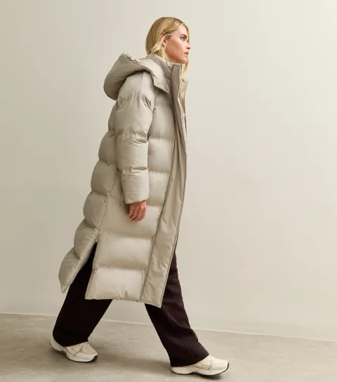 New Look Women's Petite Mink Longline Hooded Puffer Coat