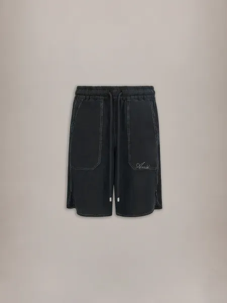 SCRIPT LINEN GD SHORT - Black
