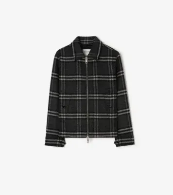 Check Wool Jacket in Black/charcoal grey