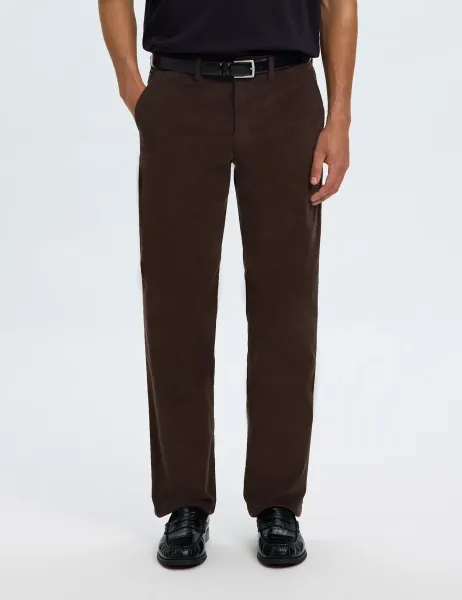 Selected Straight Fit Corduroy Chinos Brown