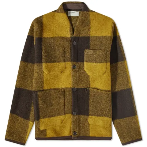 Studio Check Wool Fleece Cardigan