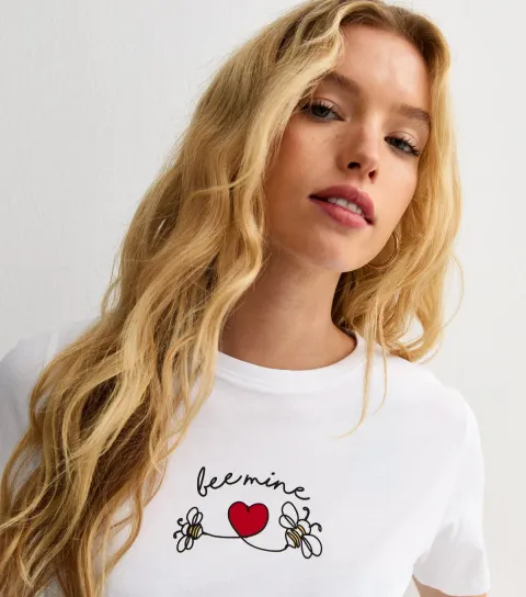 Women's White Valentines Bee Mine Relaxed T-Shirt