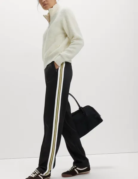 Marks & Spencer Cotton Rich Retro Side Stripe Joggers Black