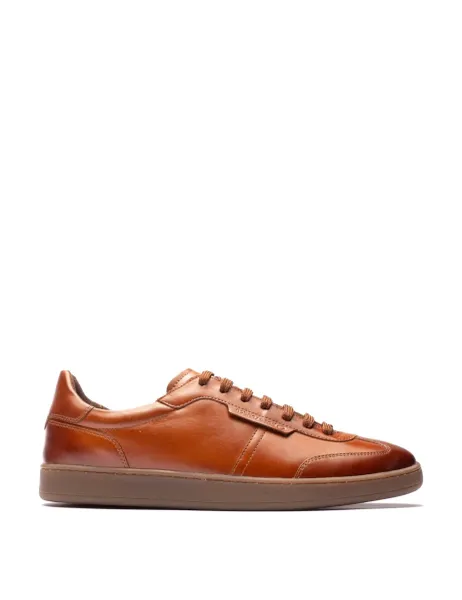 Leather Lace Up Trainers Tan