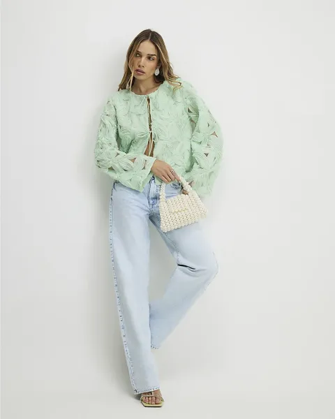 River Island 3D Flower Tie Front Jacket