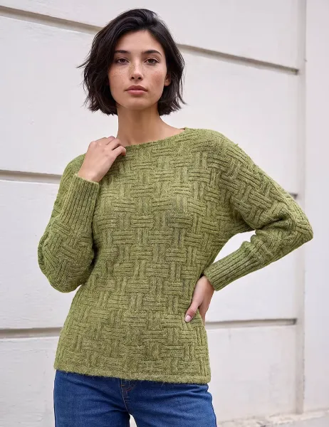 Roman Batwing Sleeve Relaxed Jumper Green Mix
