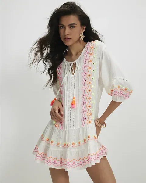 River Island Embroidered Mini Dress