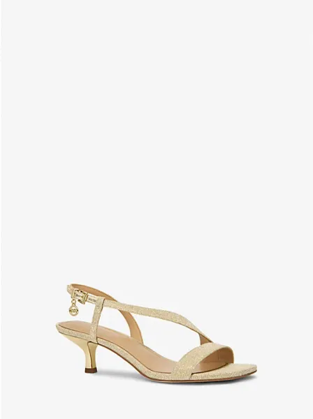 Michael Kors Jaida Glitter Chain Mesh Kitten Heel Sandal
