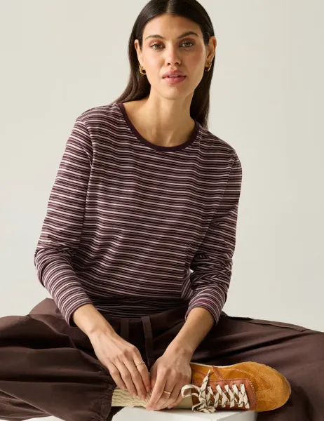 Regatta Federica Jersey Striped Top Burgundy
