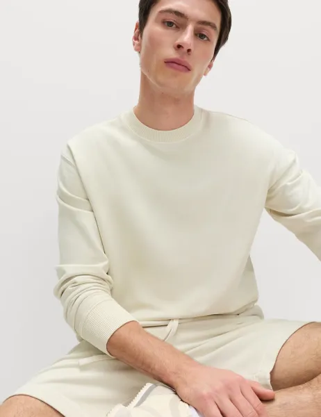 Marks & Spencer Pure Cotton Garment Dye Sweatshirt Ecru