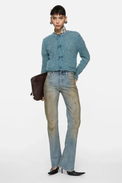 Bow wool cardigan