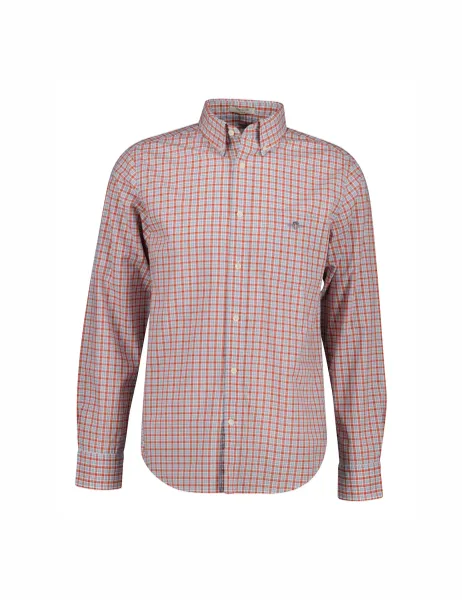 Gant Regular Fit Pure Cotton Poplin Checked Shirt Red