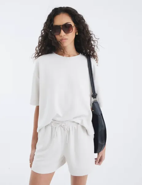River Island Neoprene Boxy T-Shirt Cream