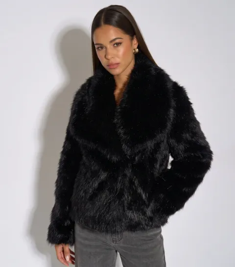 Gini London Women's Black Ombre Faux Fur Jacket