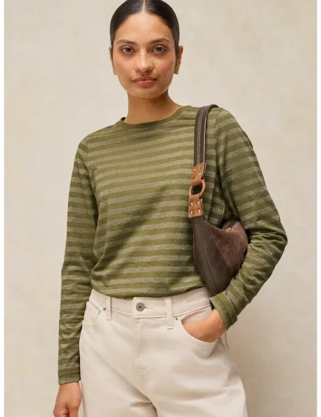 White Stuff Clara Striped Sparkly T-Shirt