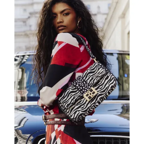 River Island Animal Print Faux Hair On Leather Bag