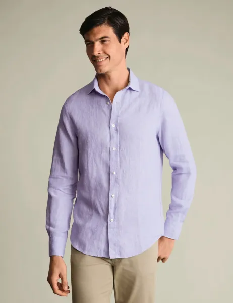 Charles Tyrwhitt Slim Fit Pure Linen Shirt Lilac