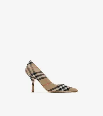 Check Dame Pumps​ in Sand beige - Women, Linen
