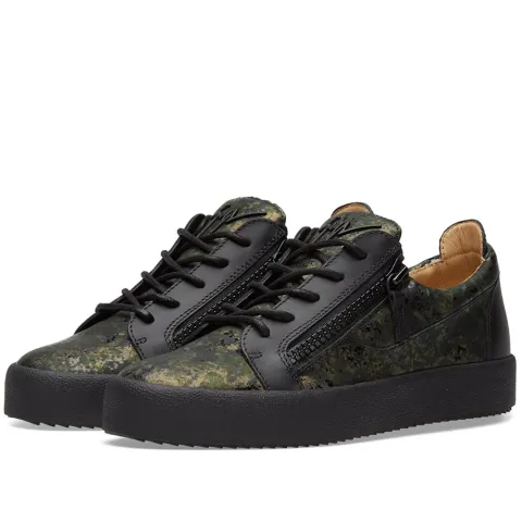 Double Zip Leather Low Sneaker