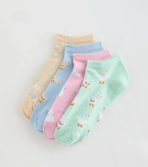 Pack of 4 Multicolour Animal Patterned Trainer Socks