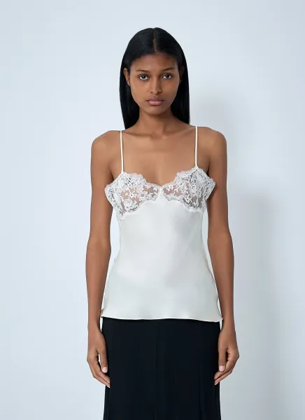 Silk Satin And Lace Tank Top