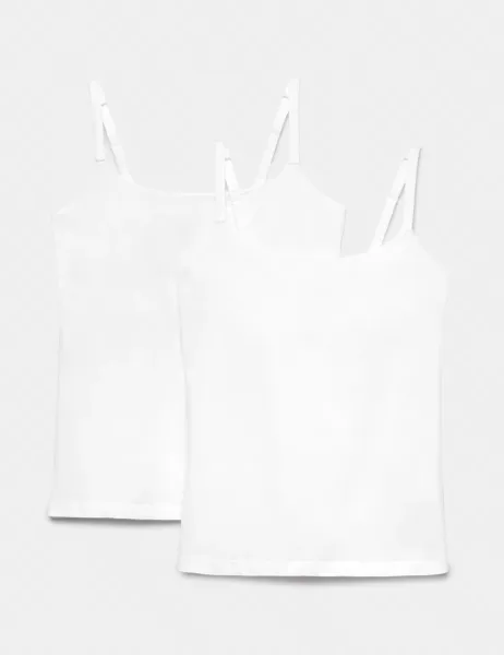 Marks & Spencer 2 Pack Cotton Rich Secret Support Vests F+ White