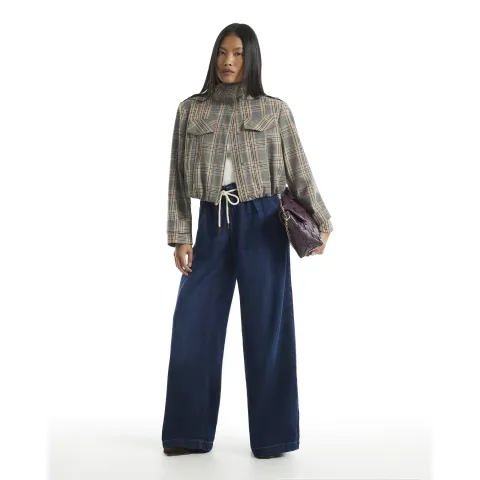 River Island Petite Drawcord Slouch Wide Leg Jeans