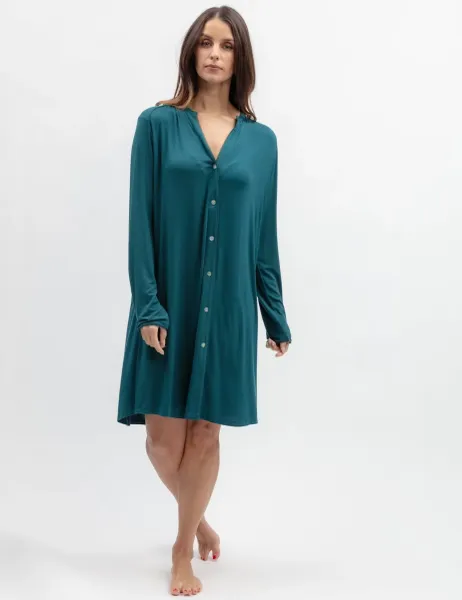 Cyberjammies Modal Rich Jersey V-Neck Nightshirt Teal