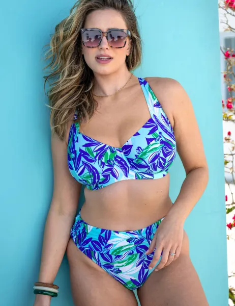 Pour Moi Santa Monica Side Support Non Padded Underwired Bikini Top Aqua Mix