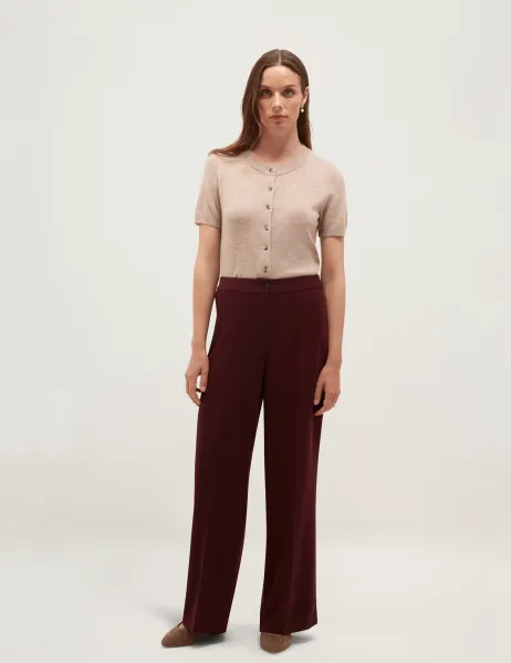 Hobbs Elasticated Waist Wide Leg Trousers Purple