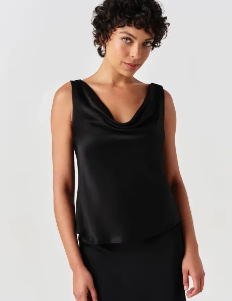 Ghost Satin Cowl Neck Vest Top