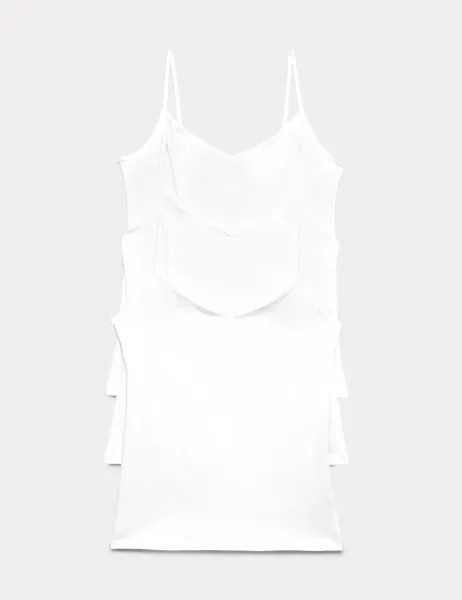 Marks & Spencer 3pk Cotton Rich Strappy Vests White