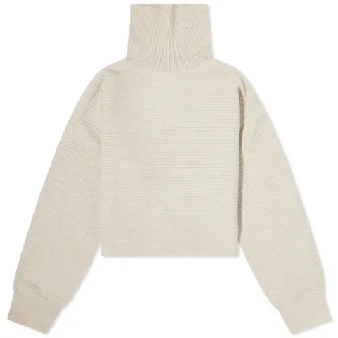 Wide Rib Crop Mock Neck Crew Sweat