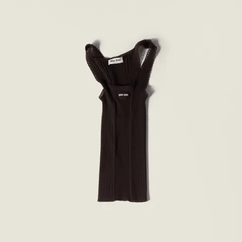 Ribbed knit wool tank top