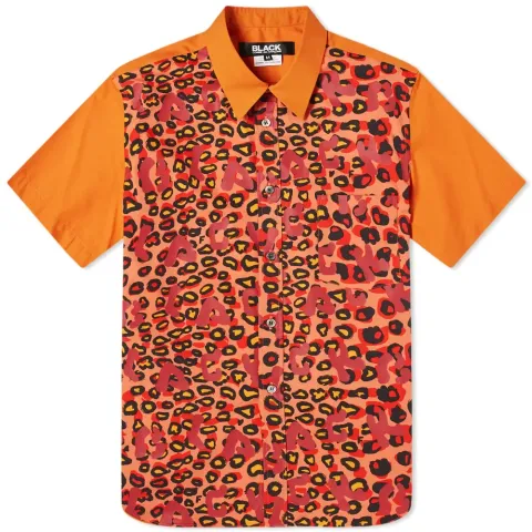Comme des Garcons Black Leopard Print Short Sleeve Shirt