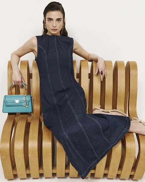 River Island Sculpt Bodycon Denim Midi Dress