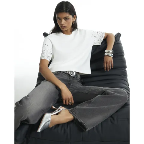 River Island Embellished Short Sleeve T-Shirt