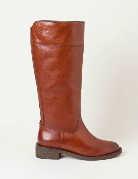 FatFace Leather Block Heel Knee High Riding Boots
