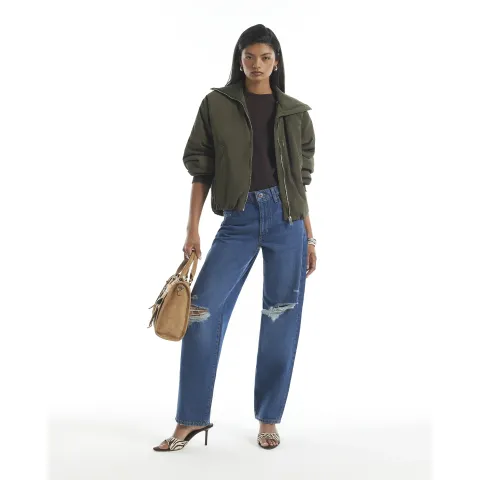River Island Ripped Barrel Leg Jeans