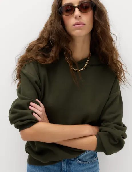 Marks & Spencer Cotton Rich Hoodie Dark Khaki