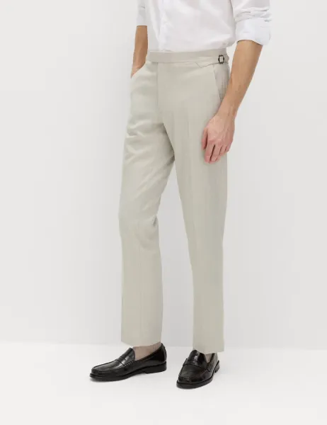 Marks & Spencer Tailored Fit Herringbone Trousers Neutral