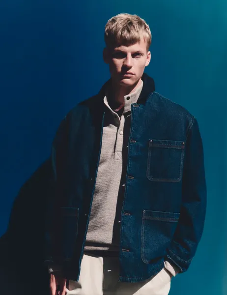 Marks & Spencer Pure Cotton Barn Jacket With Borg Lining Indigo