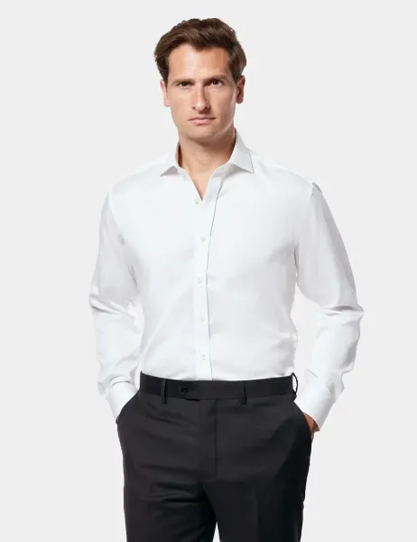 Hawes & Curtis Regular Fit Non Iron Pique Shirt White