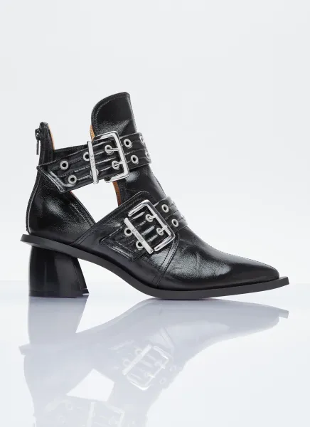 Chunky Buckle Open Cut Boots
