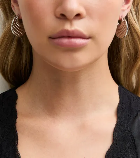 New Look Silver Tone Ridged Flat Hoop Earrings